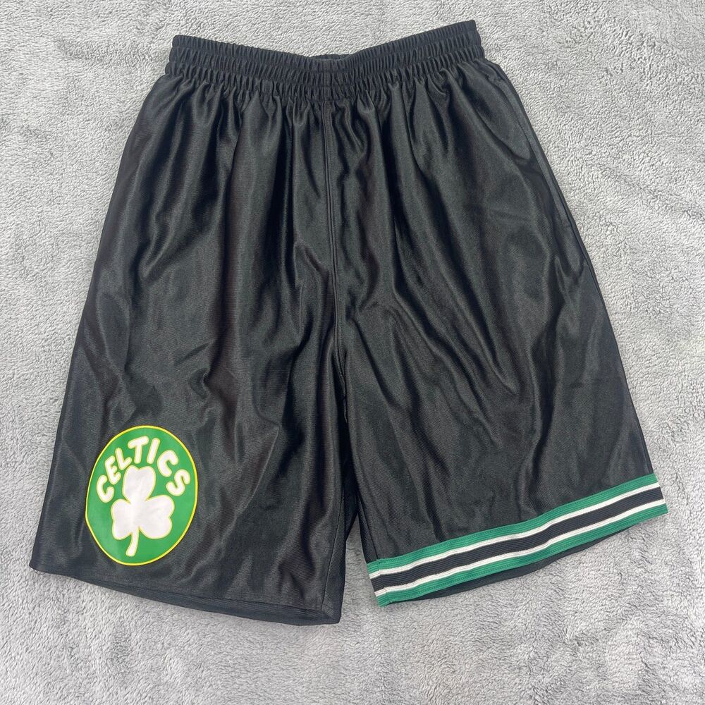 Mitchell & Ness Shorts Mens Small Black Boston Celtics Logo Basketball Pull On